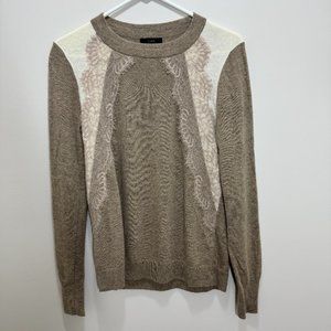 J Crew Wool Blend Lace Crewneck Sweater Size Small